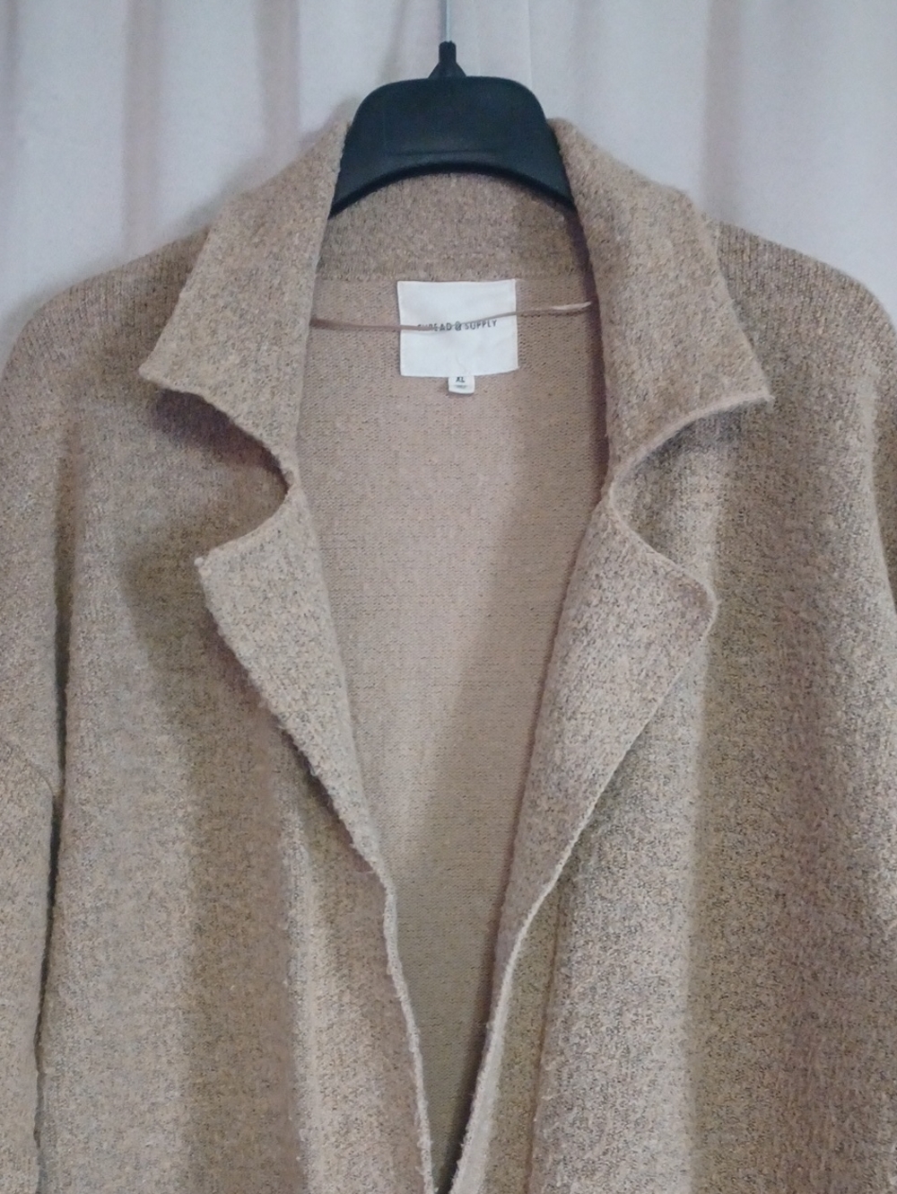 Thread & Supply Vita Oatmeal Boucle Open Front Cardigan Jacket Size XL Coatigan - Picture 3 of 15